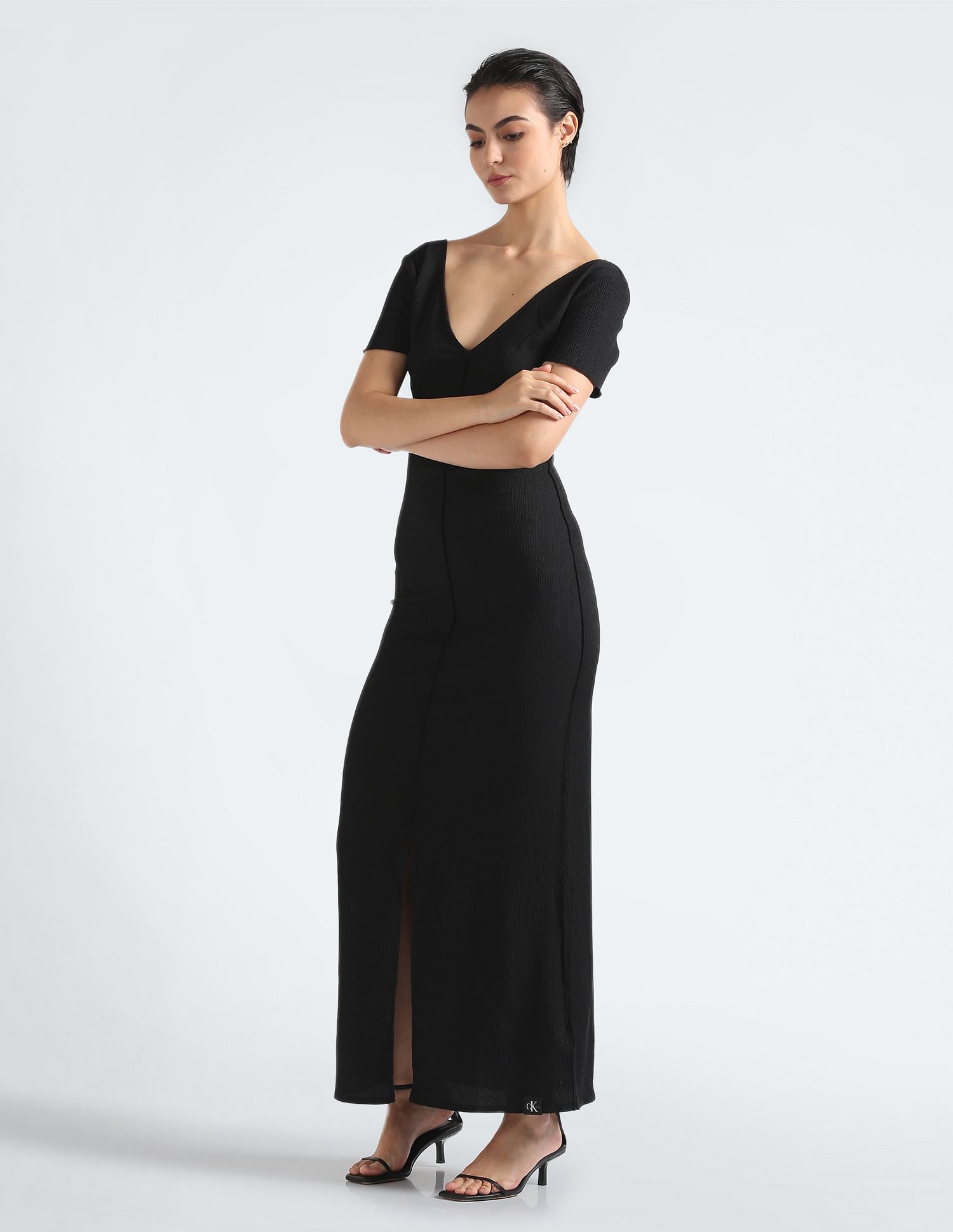 Buy Calvin Klein Crinkle Short Sleeve Maxi Dress NNNOW