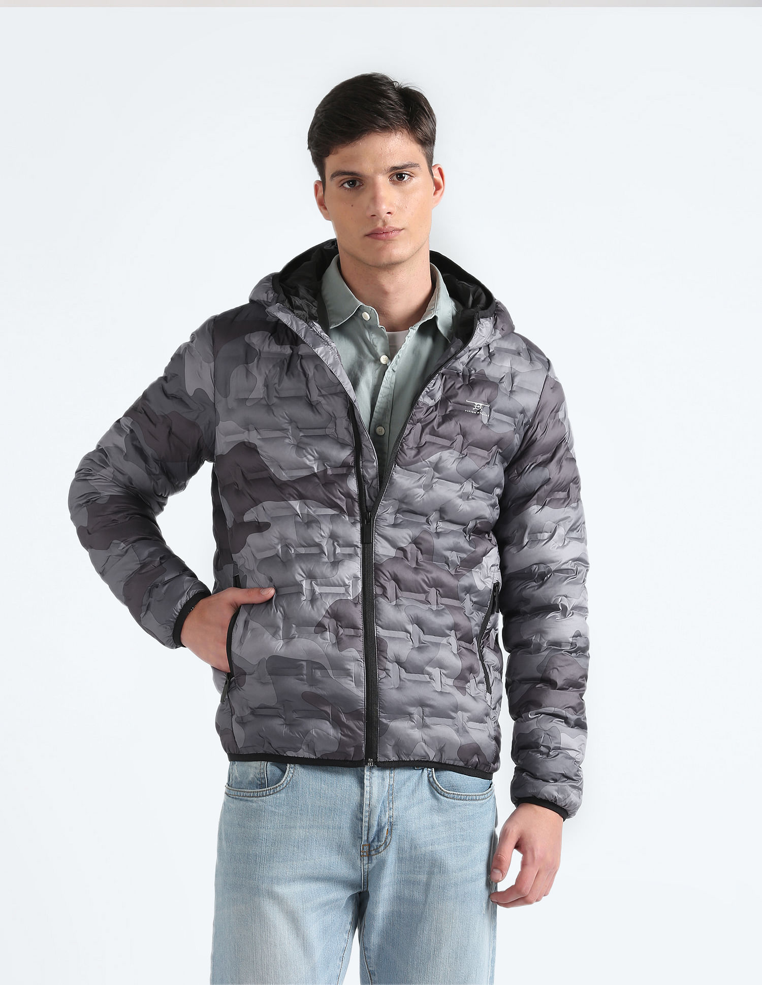 Flying Machine Camouflage Thermo Tech Hooded Jacket