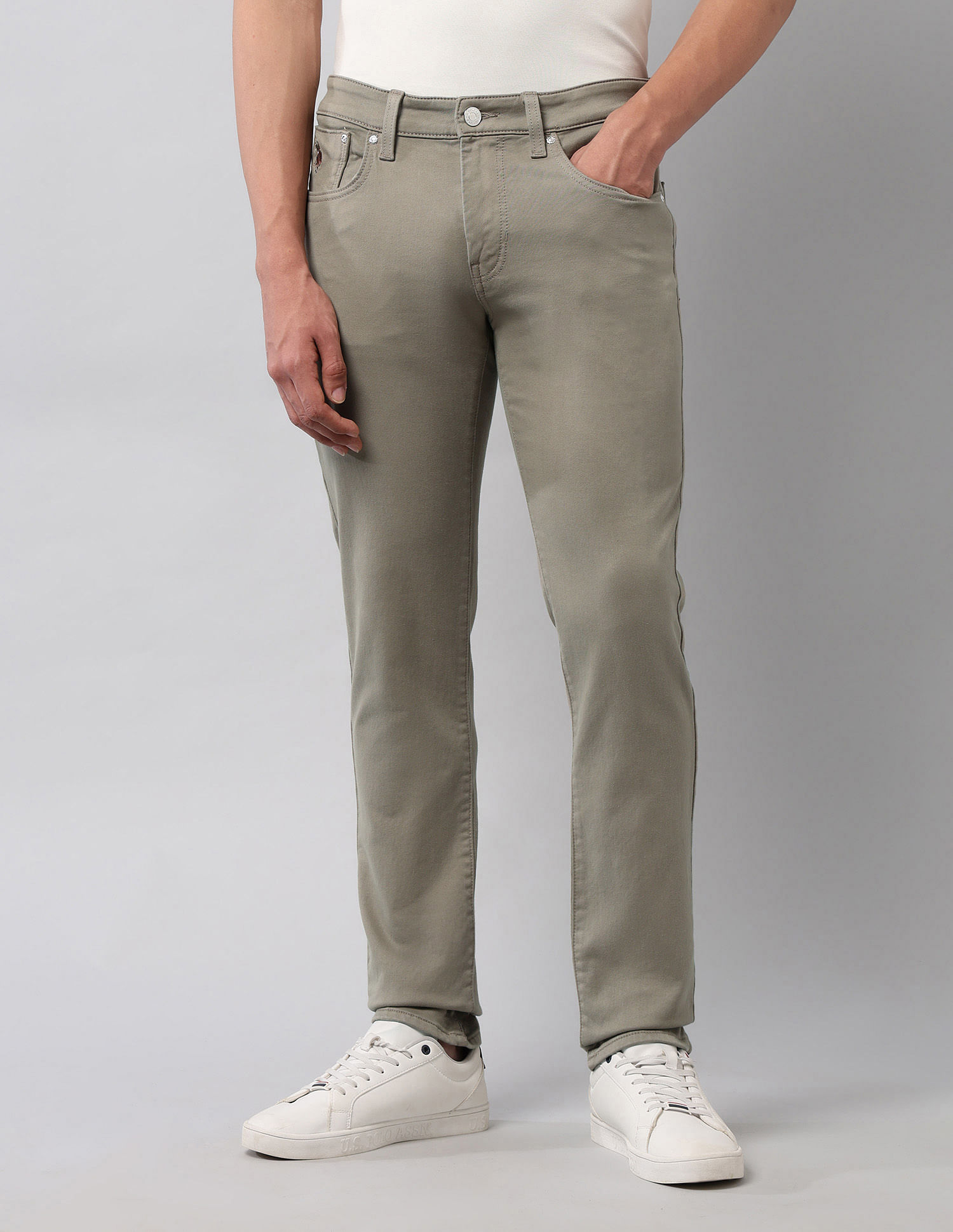 U.S. Polo Assn. Denim Co. Brandon Slim Tapered Fit White Jeans
