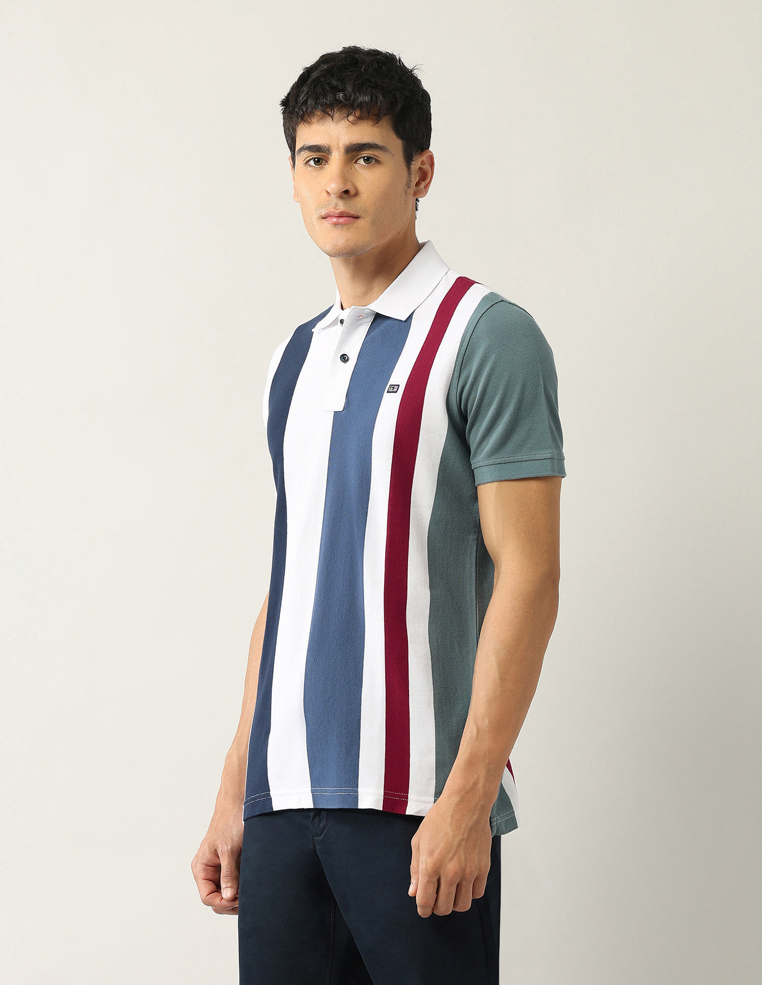 Arrow Sport Vertical Striped Regular Fit Polo Shirt