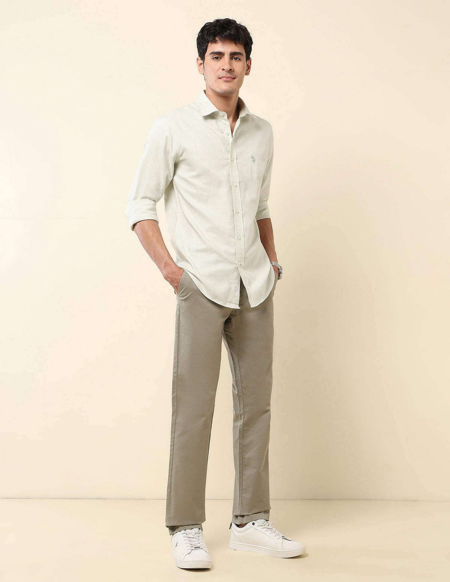 U.S. Polo Assn. Tailored Fit Pure Cotton Dobby Shirt