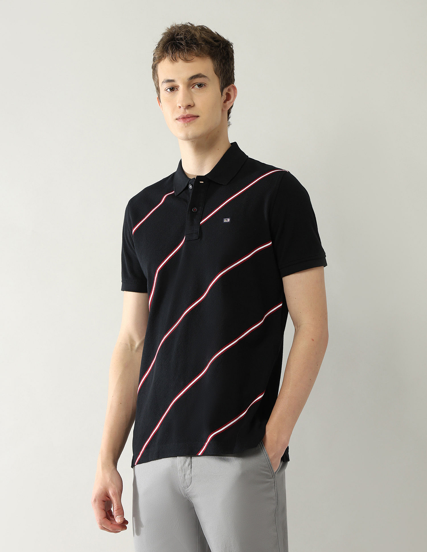 Arrow Sport Diagonal Striped Regular Fit Polo Shirt