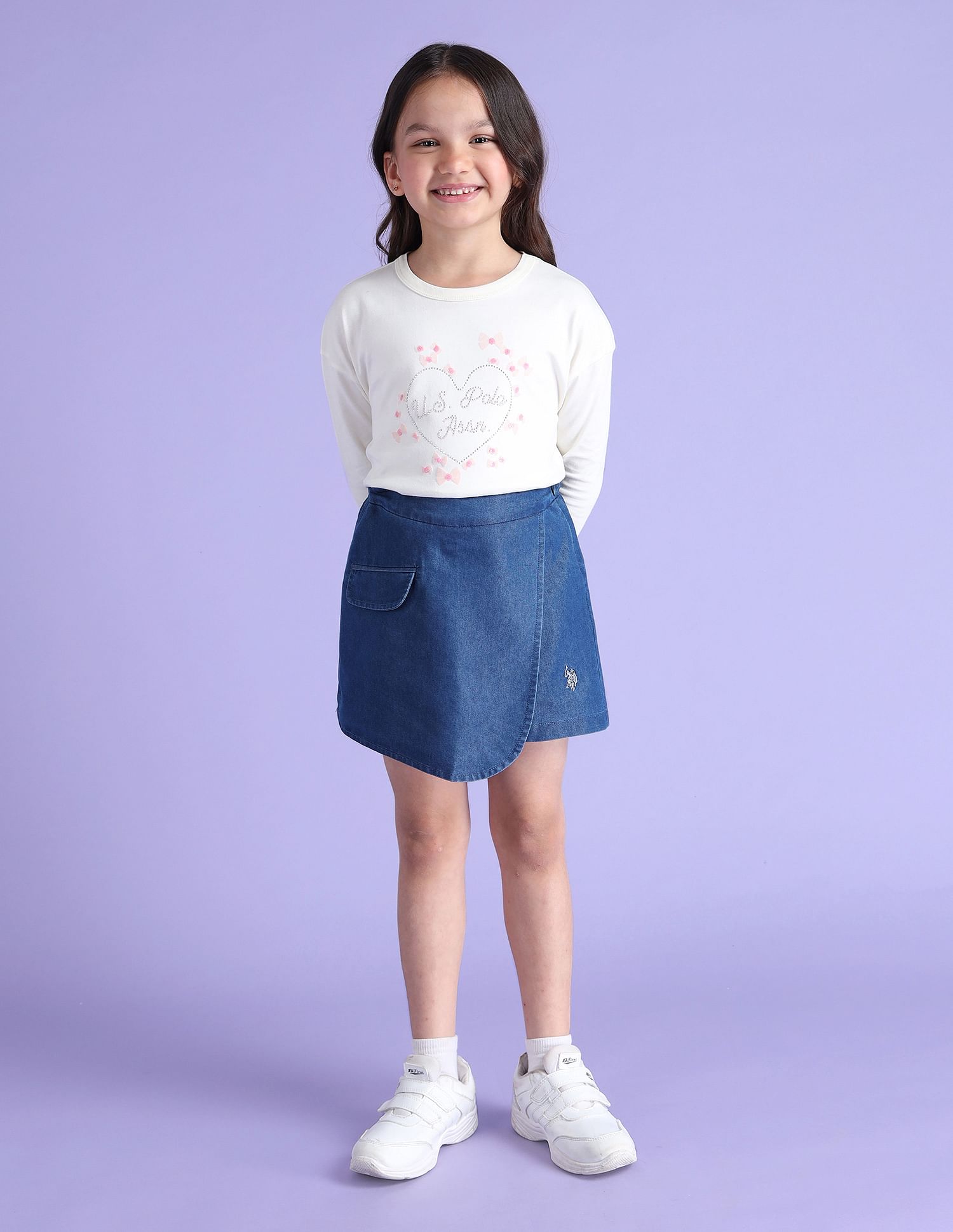 U.S. Polo Assn. Kids Girls Cotton Denim Skorts