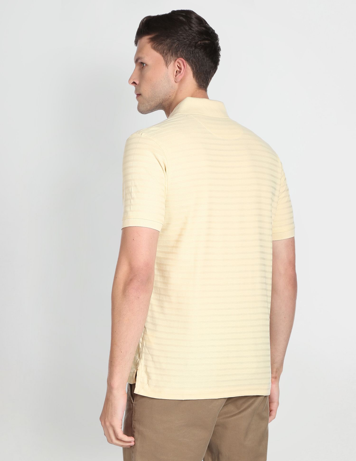 Arrow Horizontal Stripe Pique Polo Shirt