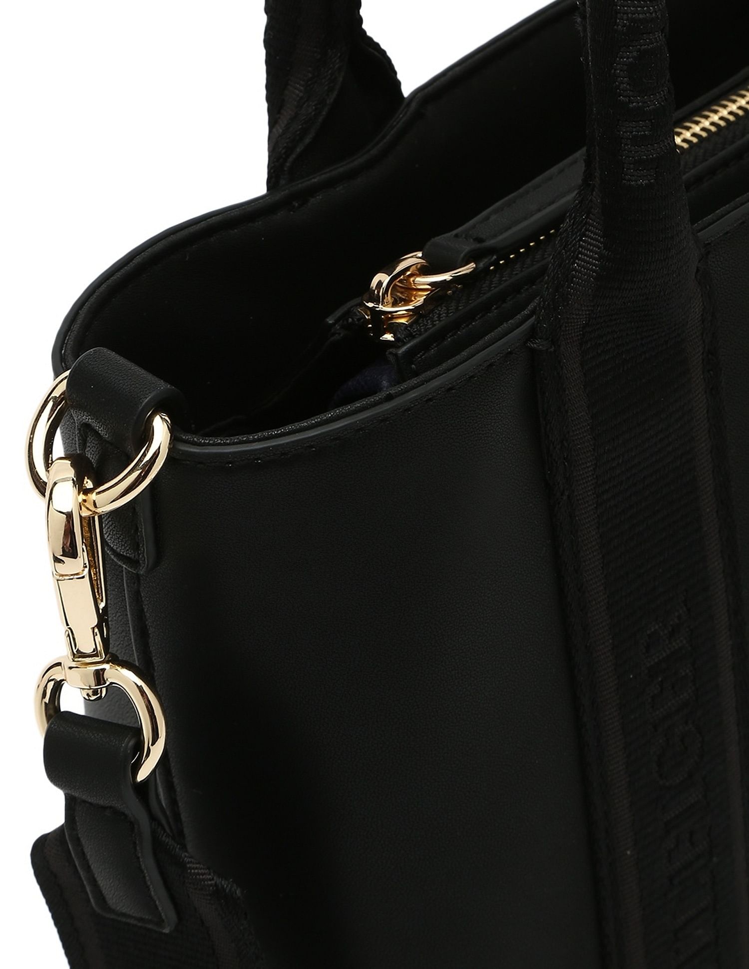 Tommy Hilfiger Solid Black Pu Handbags