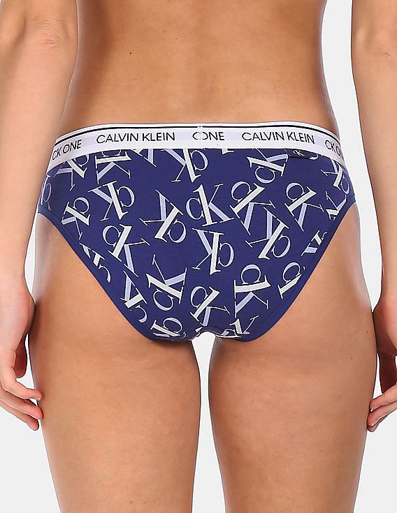 Buy Calvin Klein Underwear Women Blue Cotton Brand Print Bikini