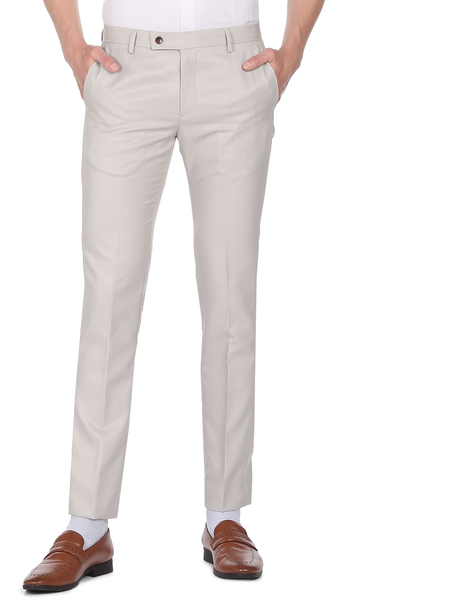 Buy AD by Arvind Heathered Smart Flex Formal Trousers  NNNOWcom