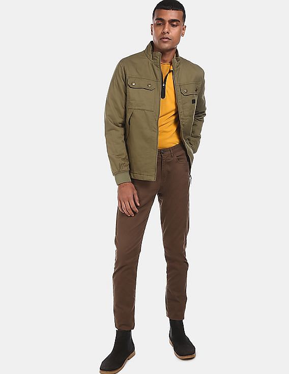 Flying Machine Stand Collar Solid Jacket