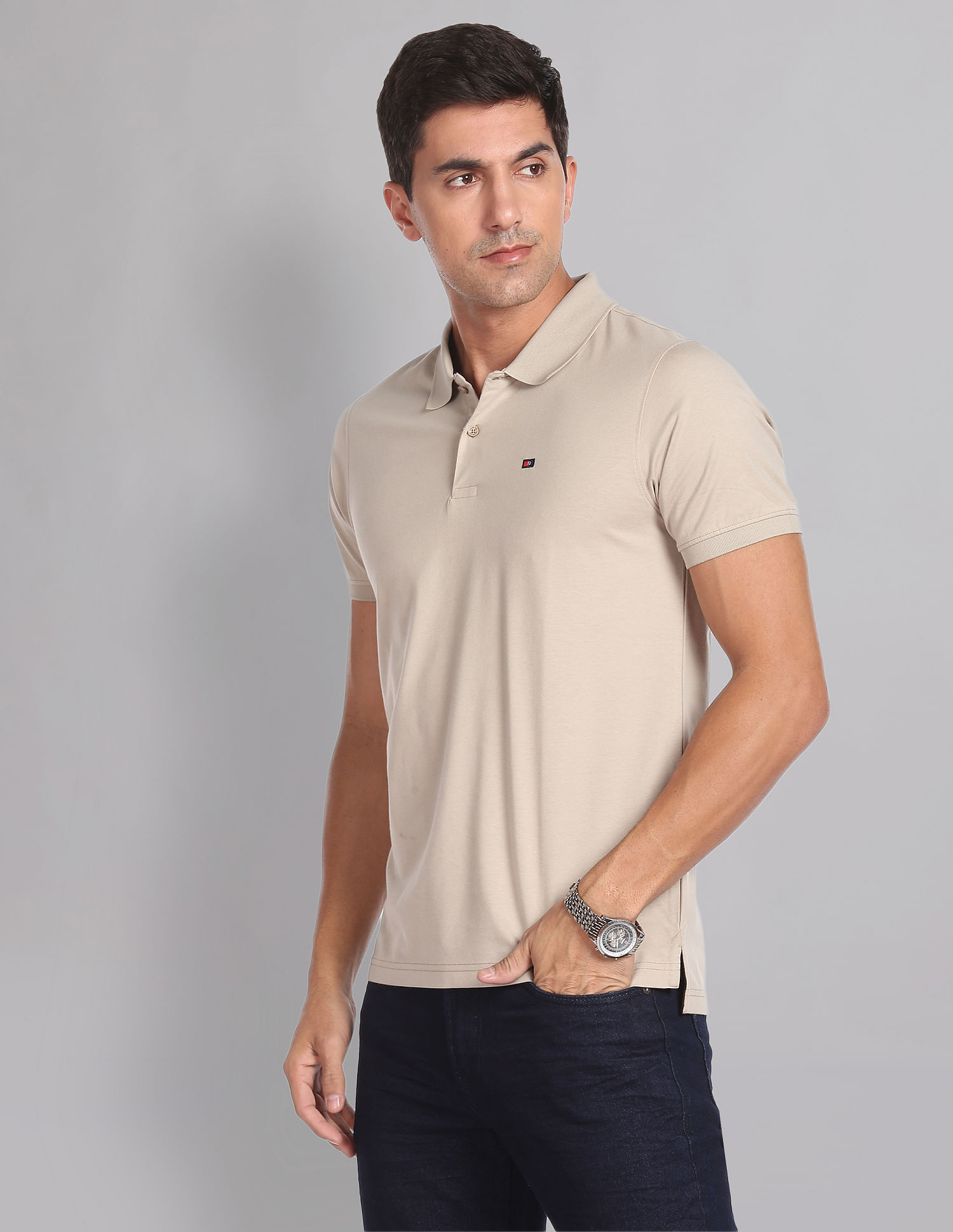 AD by Arvind Wrinkle Resistant Quick Dry Smart Polo Shirt