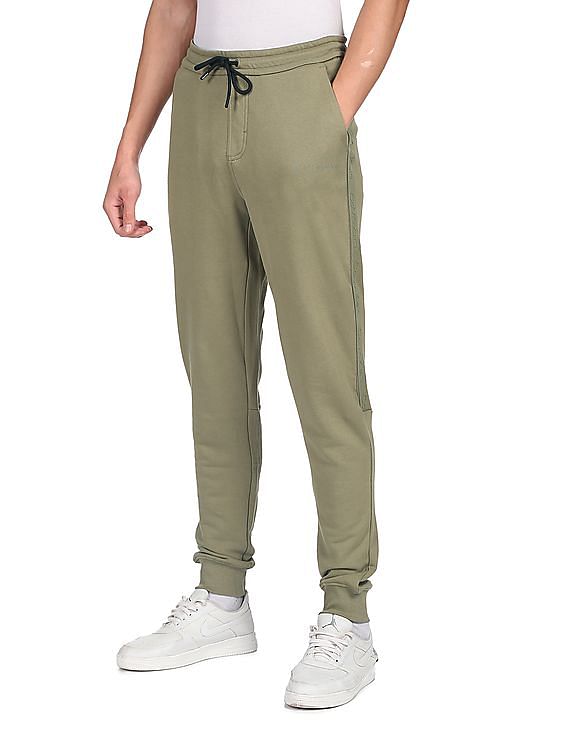 Calvin Klein Men Olive Slim Fit Brand Tape Joggers