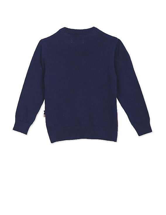 U.S. Polo Assn. Kids Crew Neck Checked Sweater