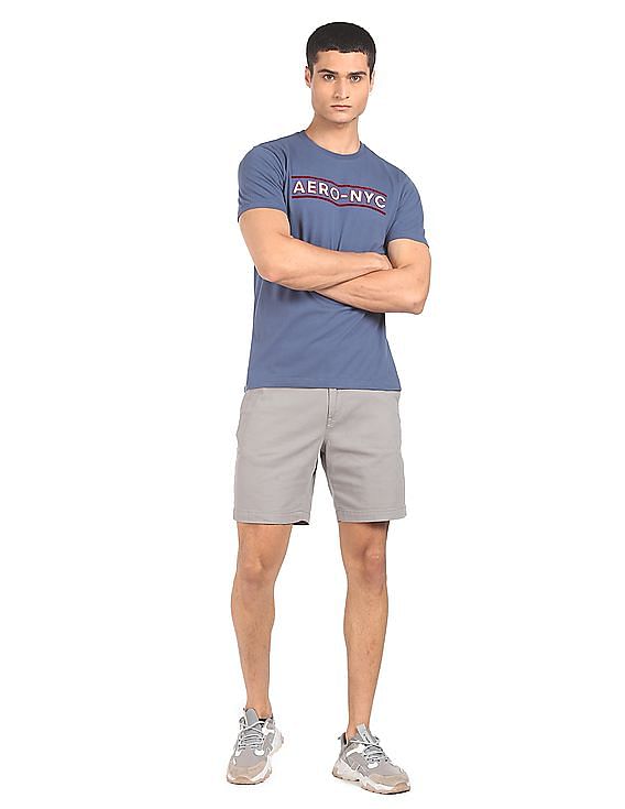 Aeropostale Men Blue Appliqued Logo Cotton T-Shirt
