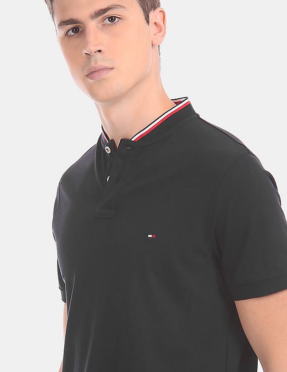 tommy hilfiger baseball collar slim polo shirt