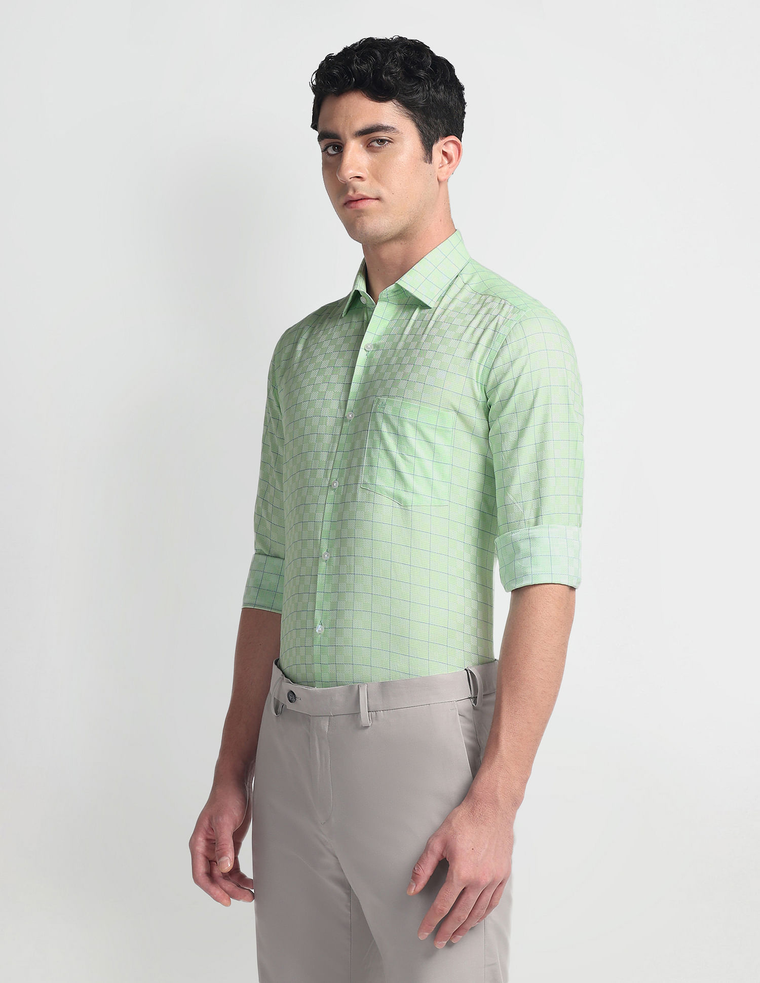 Arrow Windowpane Check Manhattan Slim Shirt