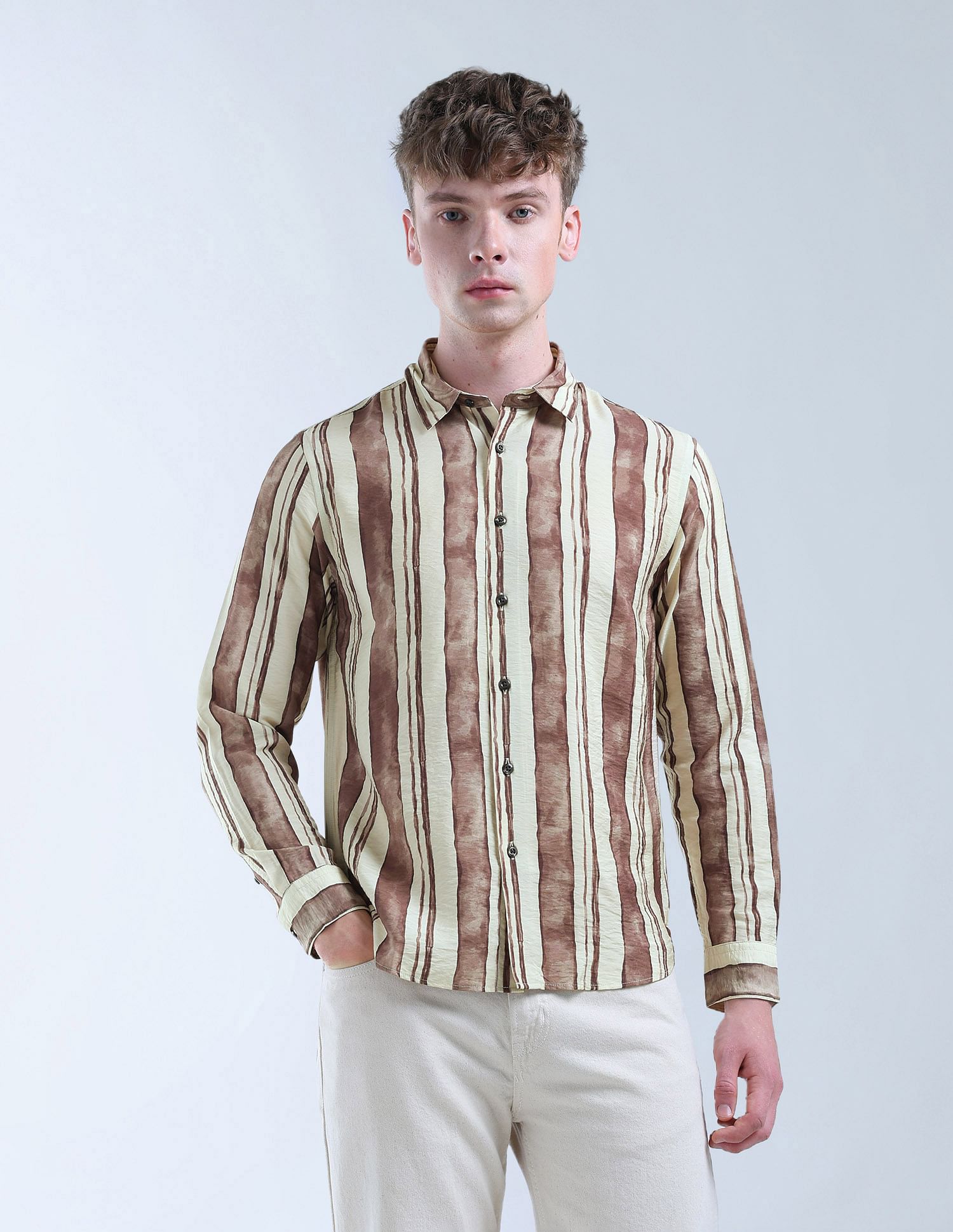 Flying Machine Vertical Striped Color Of Home Shirt