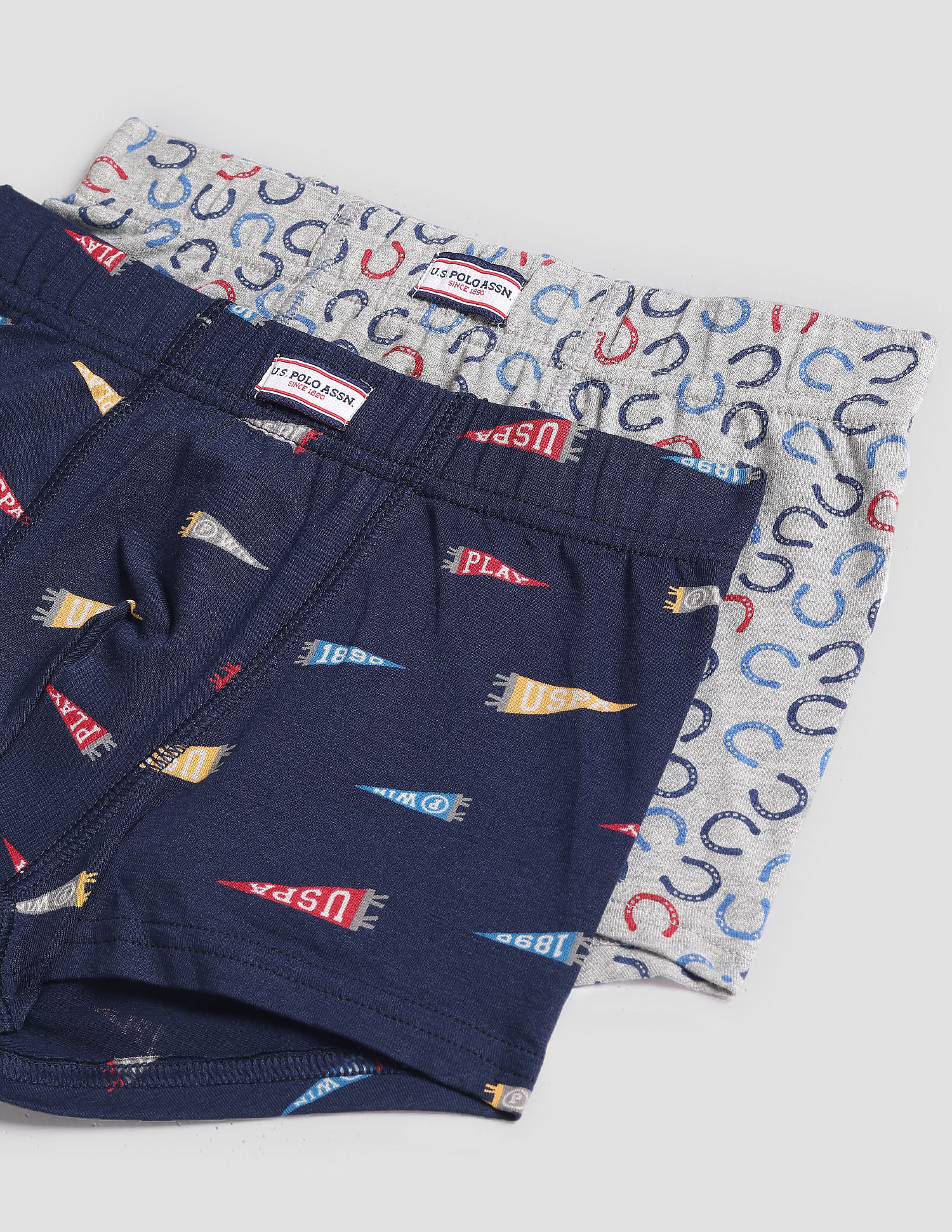 USPA Innerwear Boys Mid Rise Cotton Spandex OKT01 Trunks - Pack Of 2