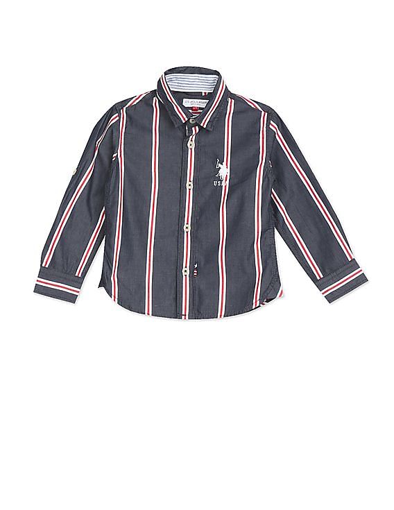 U.S. Polo Assn. Kids Boys Rounded Cuff Striped Shirt