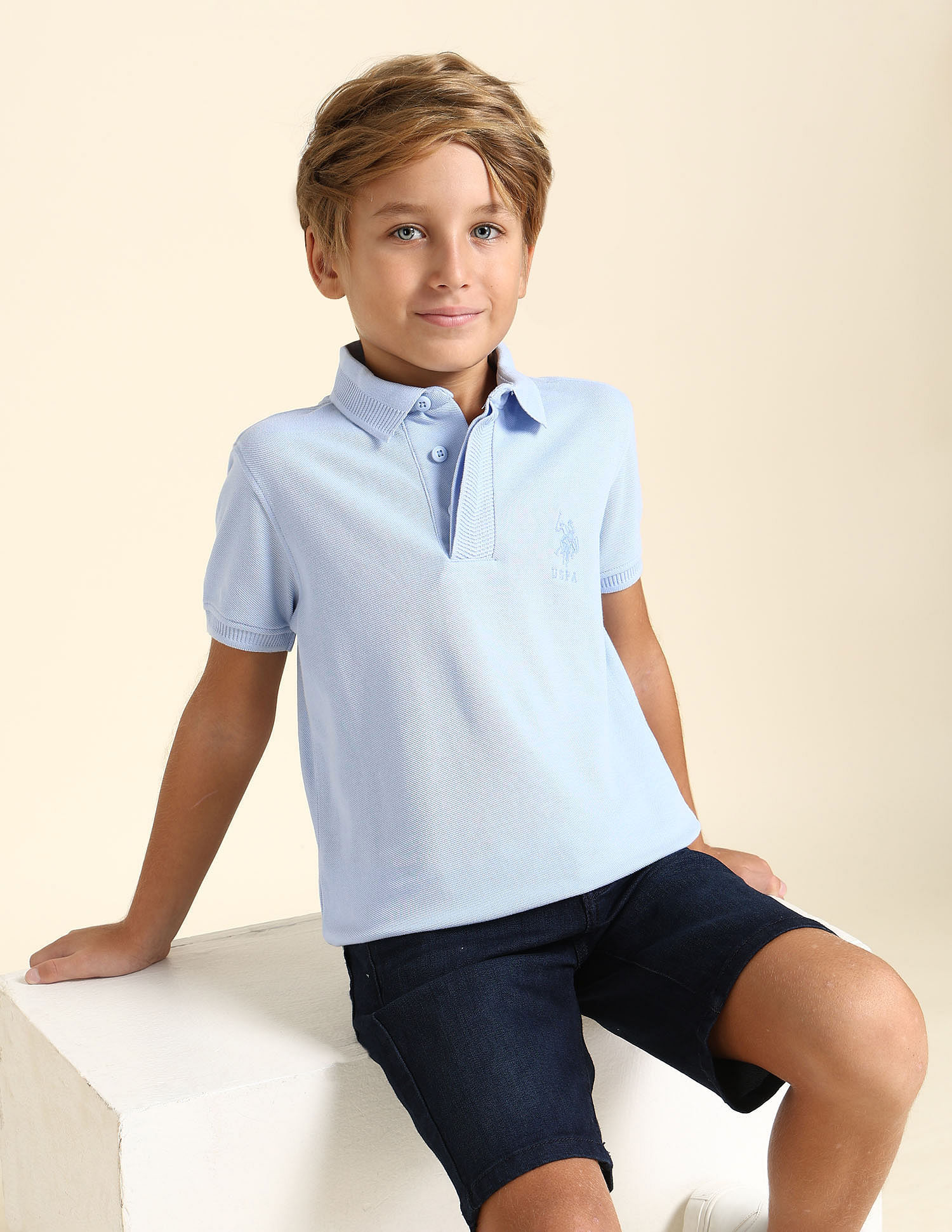U.S. Polo Assn. Kids Boys Regular Fit Solid Polo Shirt