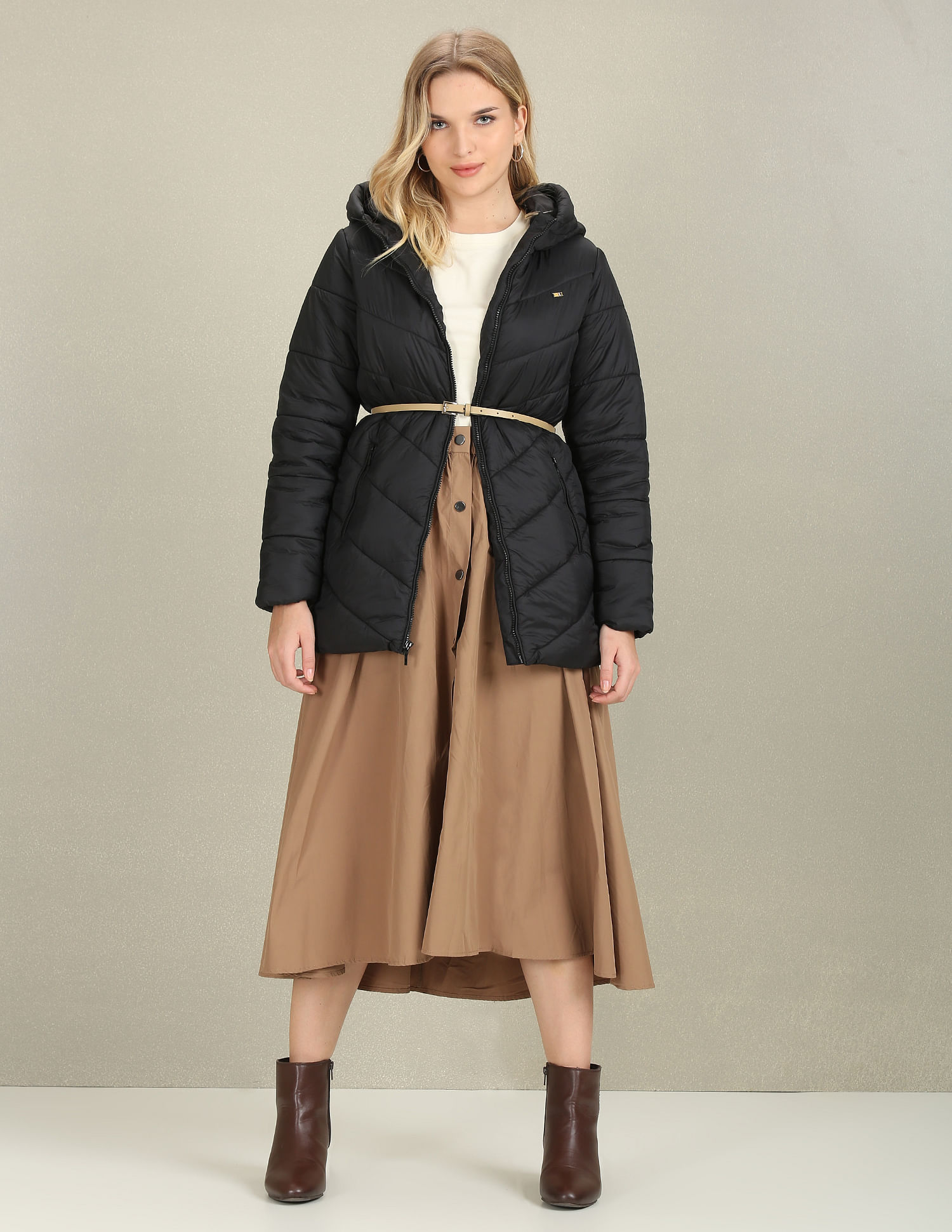 U.S. Polo Assn. Women Longline Puffer Hooded Jacket