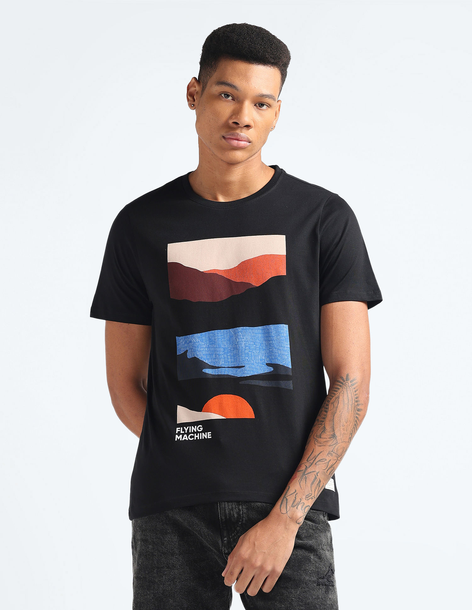 Flying Machine Graphic Print Cotton T-Shirt