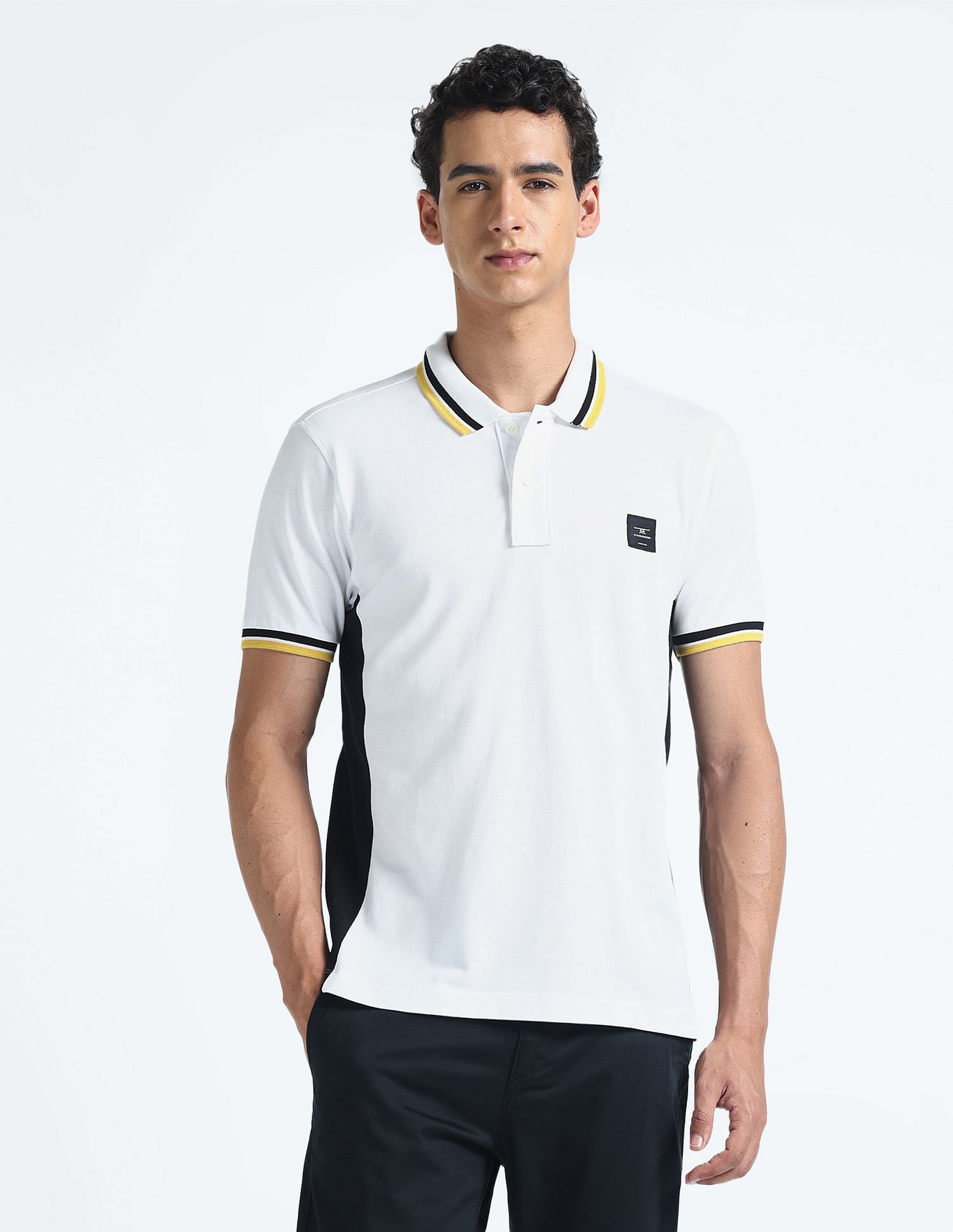 Flying Machine Contrast Panel Pique Polo Shirt
