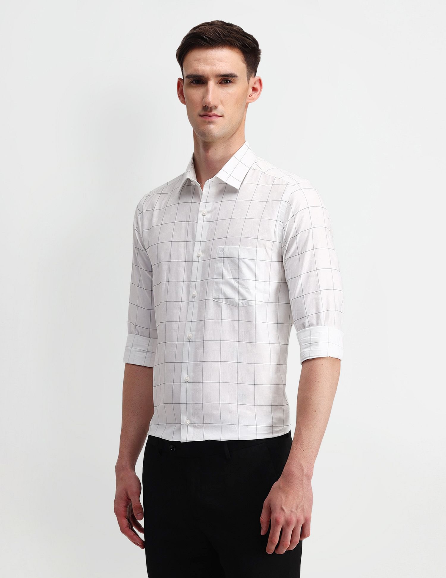 Arrow Windowpane Checks Manhattan Slim Fit Shirt