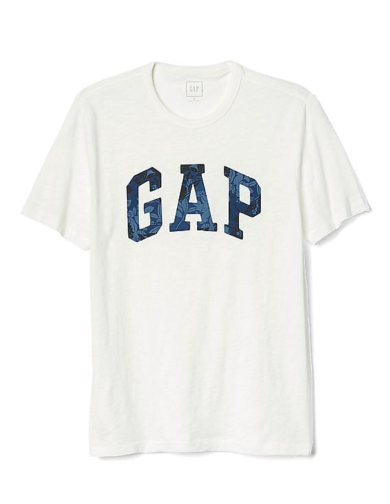 Buy GAP Men Men White Floral Logo Short Sleeve Tee NNNOW