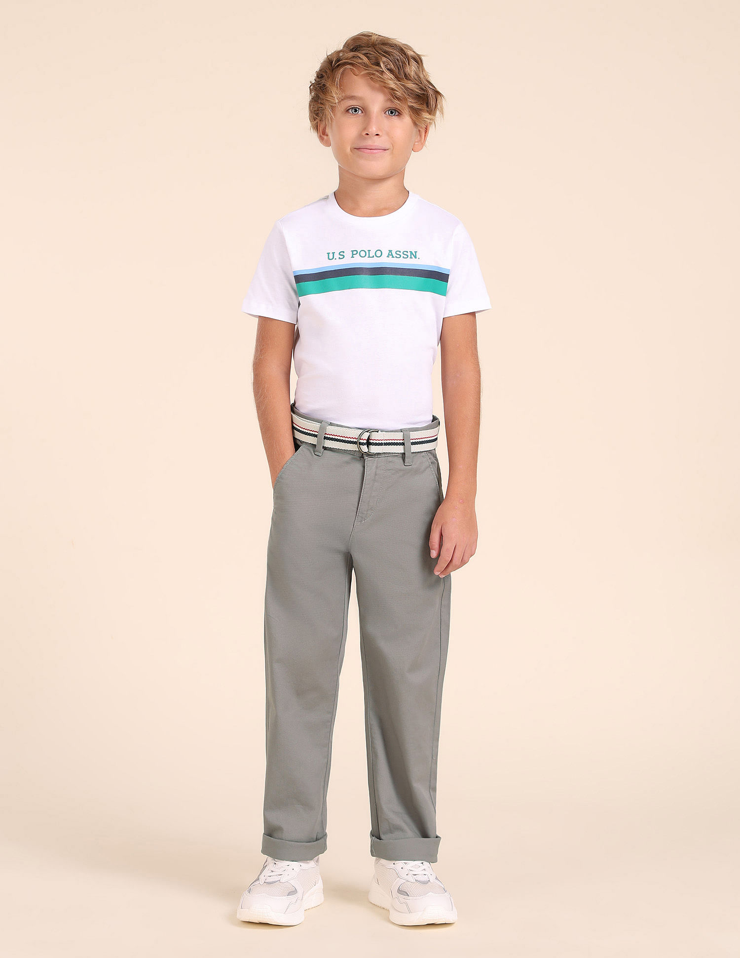 U.S. Polo Assn. Kids Boys Pure Cotton Slim Fit Trousers
