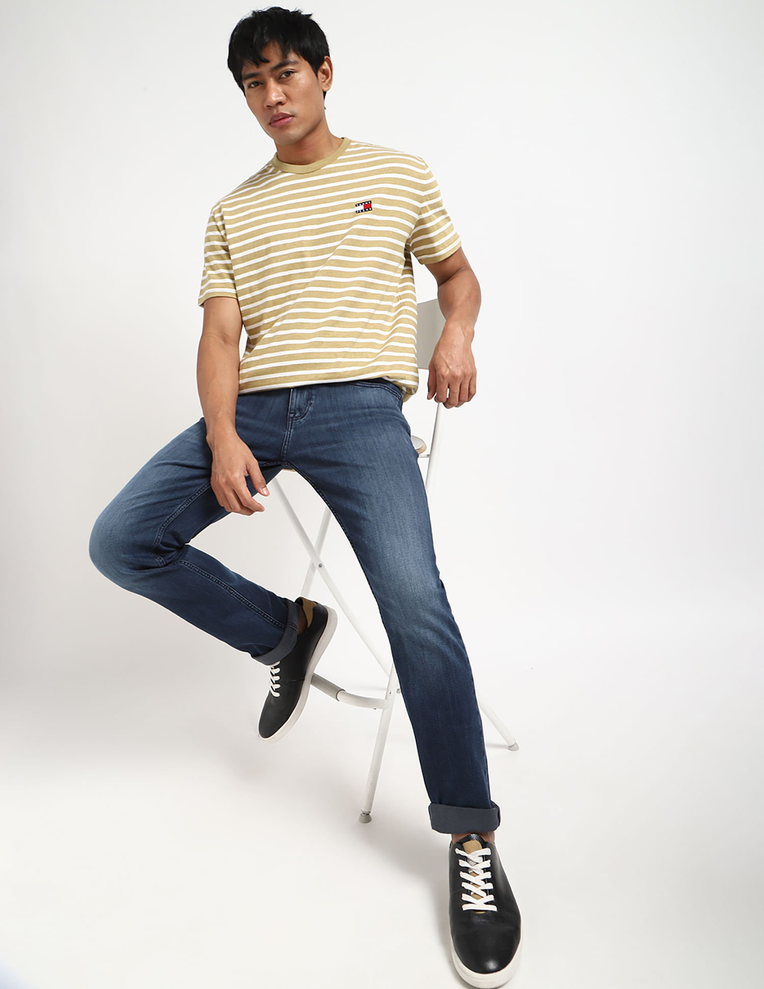 Tommy Hilfiger Logo Striped Regular-Fit Cotton T-Shirt
