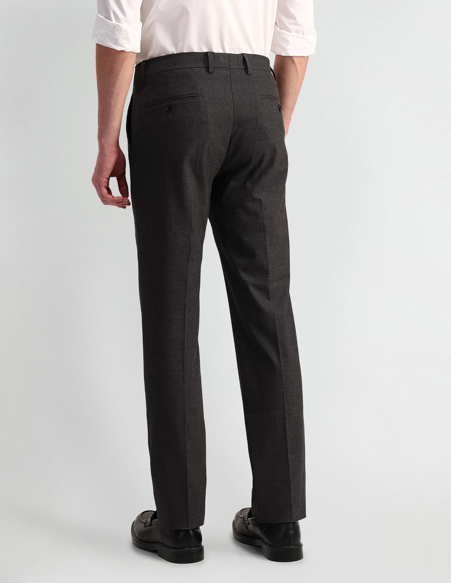Arrow Slim Fit Flannel-Smart Flex Trousers