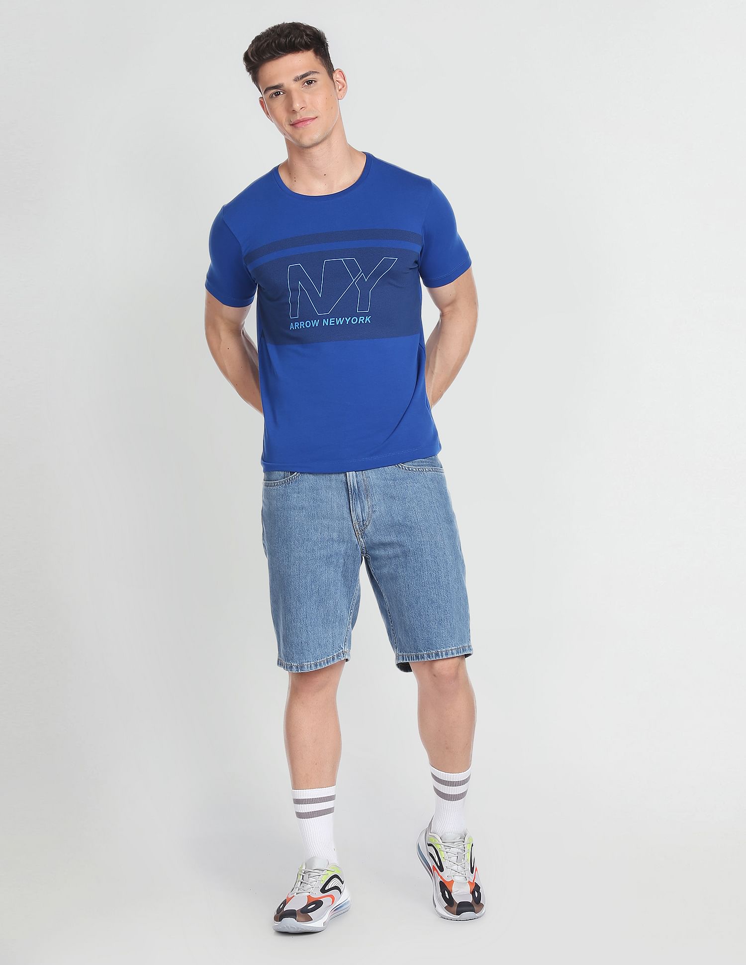 Arrow Newyork Colour Block Printed T-Shirt