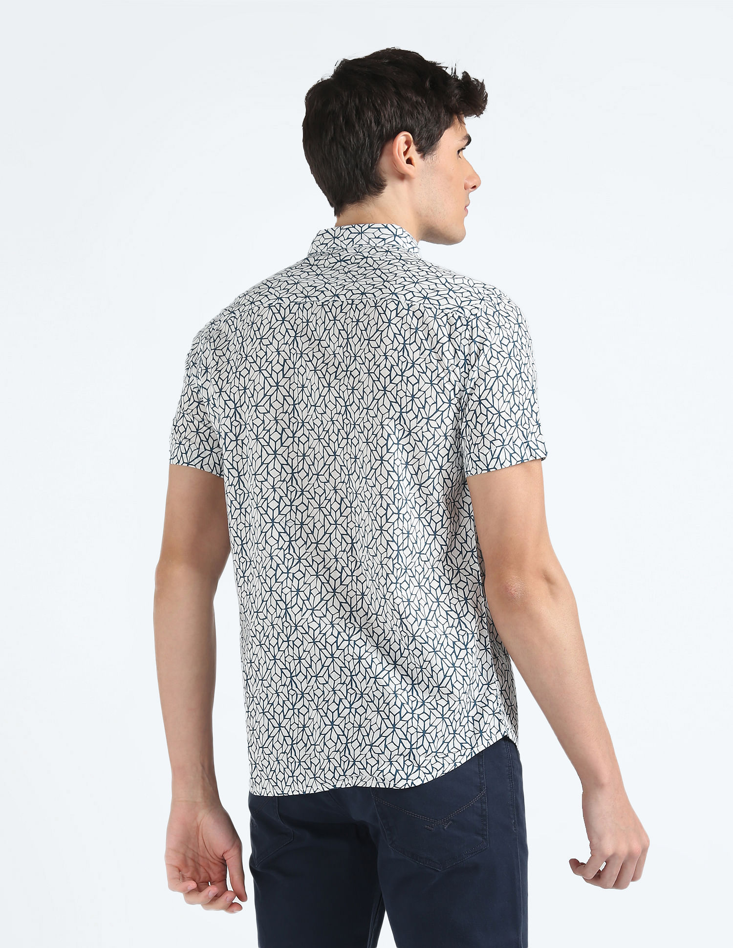 Flying Machine Abstract Print Short Sleeve Shirt