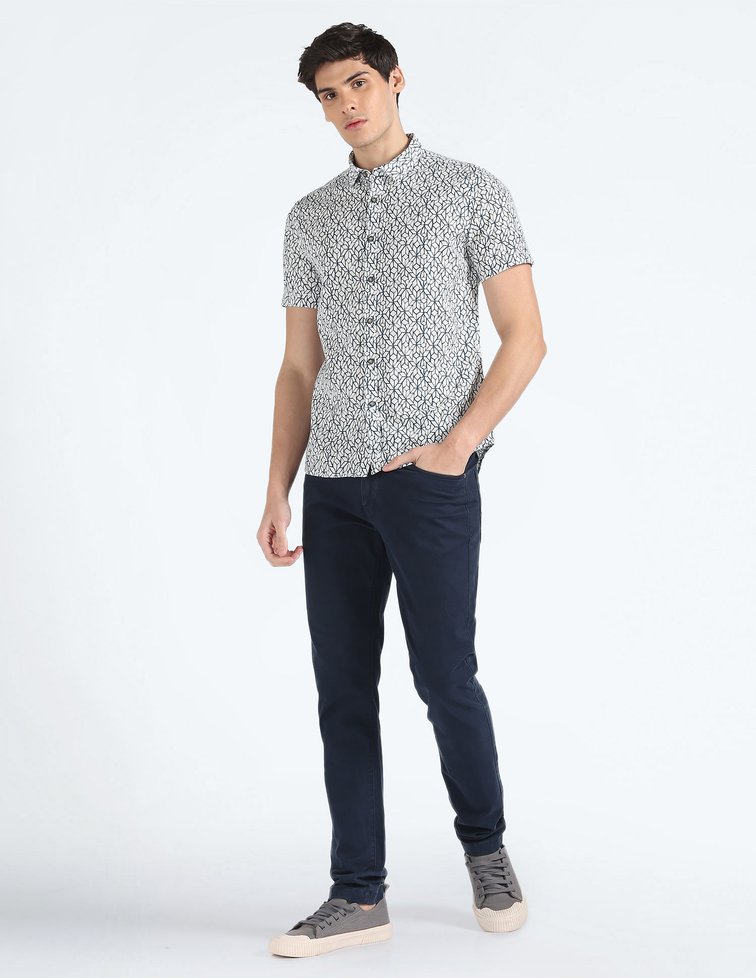 Flying Machine Abstract Print Short Sleeve Shirt
