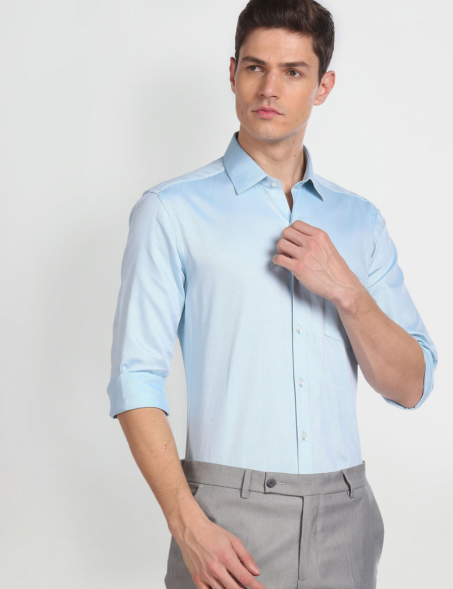 Arrow Patterned Weave Slim Fit Shirt