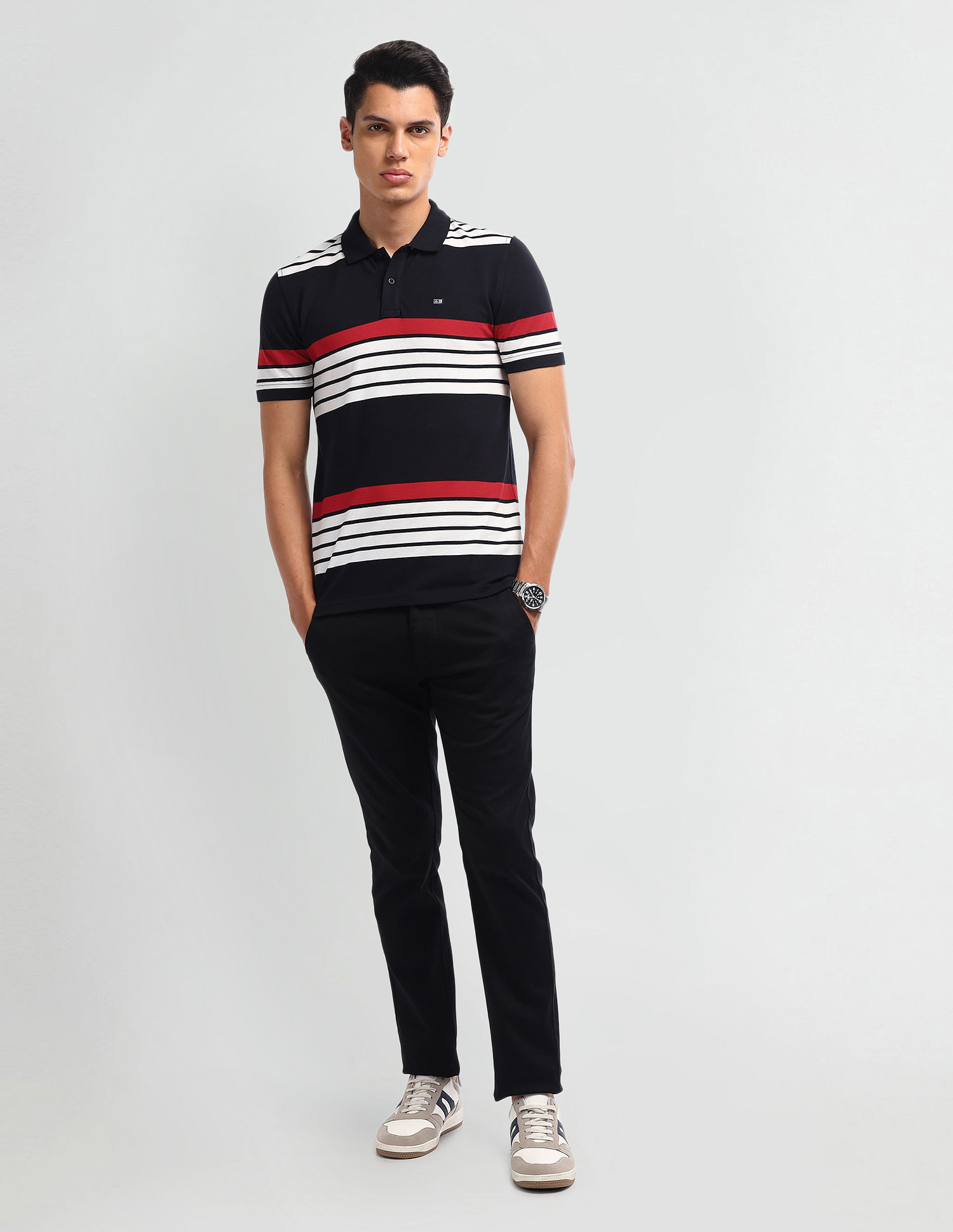 Arrow Sport Horizontal Stripe Regular Fit Polo Shirt