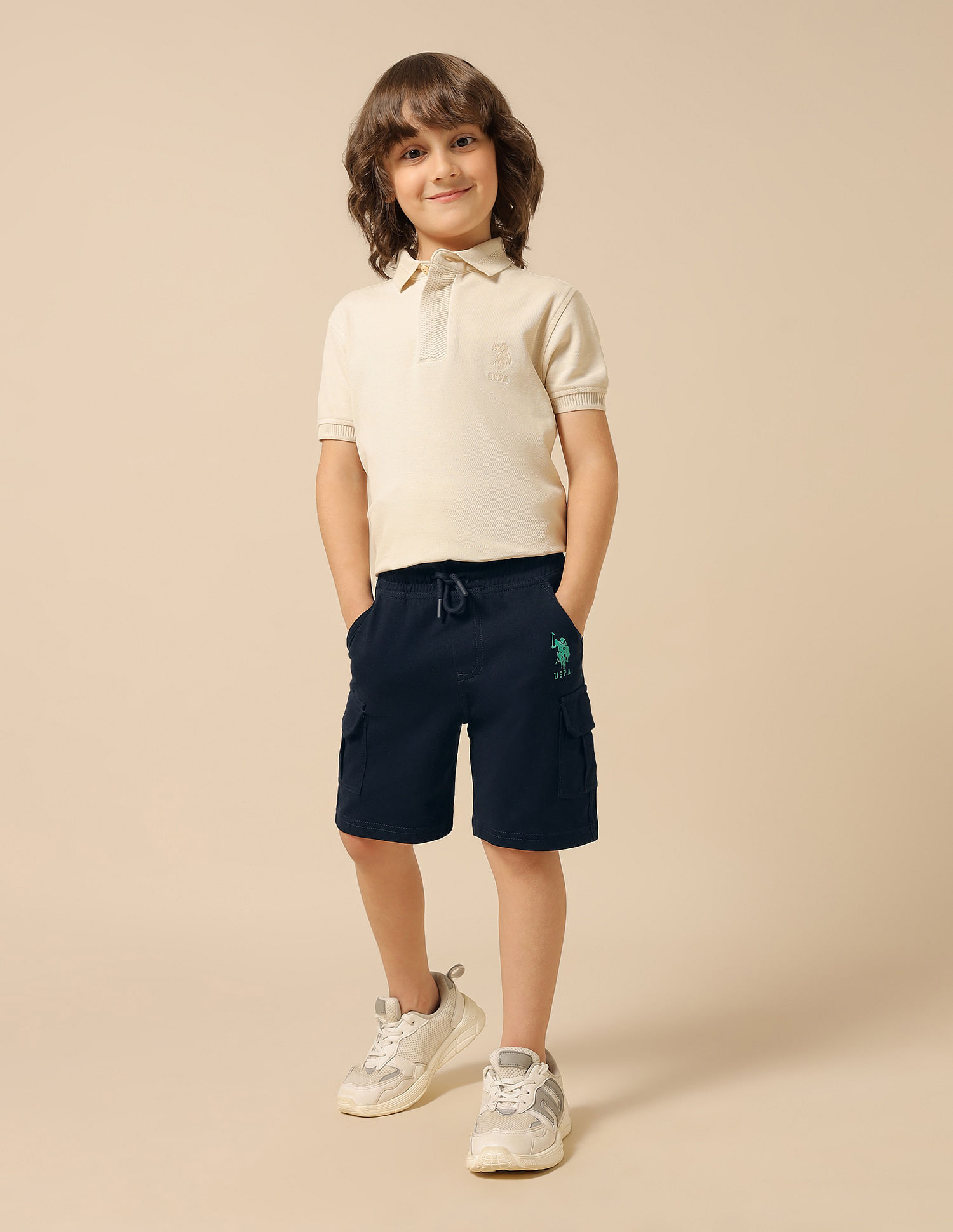 U.S. Polo Assn. Kids Boys Pure Cotton Solid Shorts
