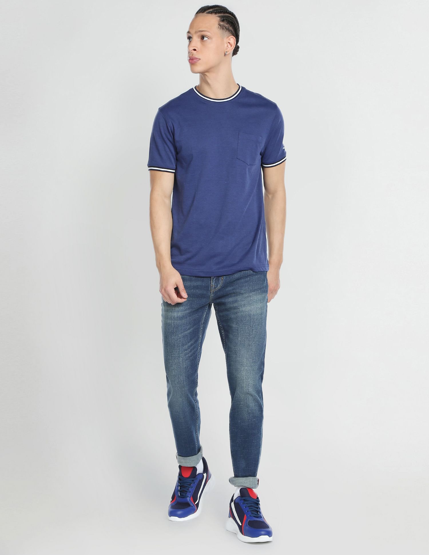 Flying Machine Slash Slim Tapered Fit Stone Wash Classic Vintage Jeans
