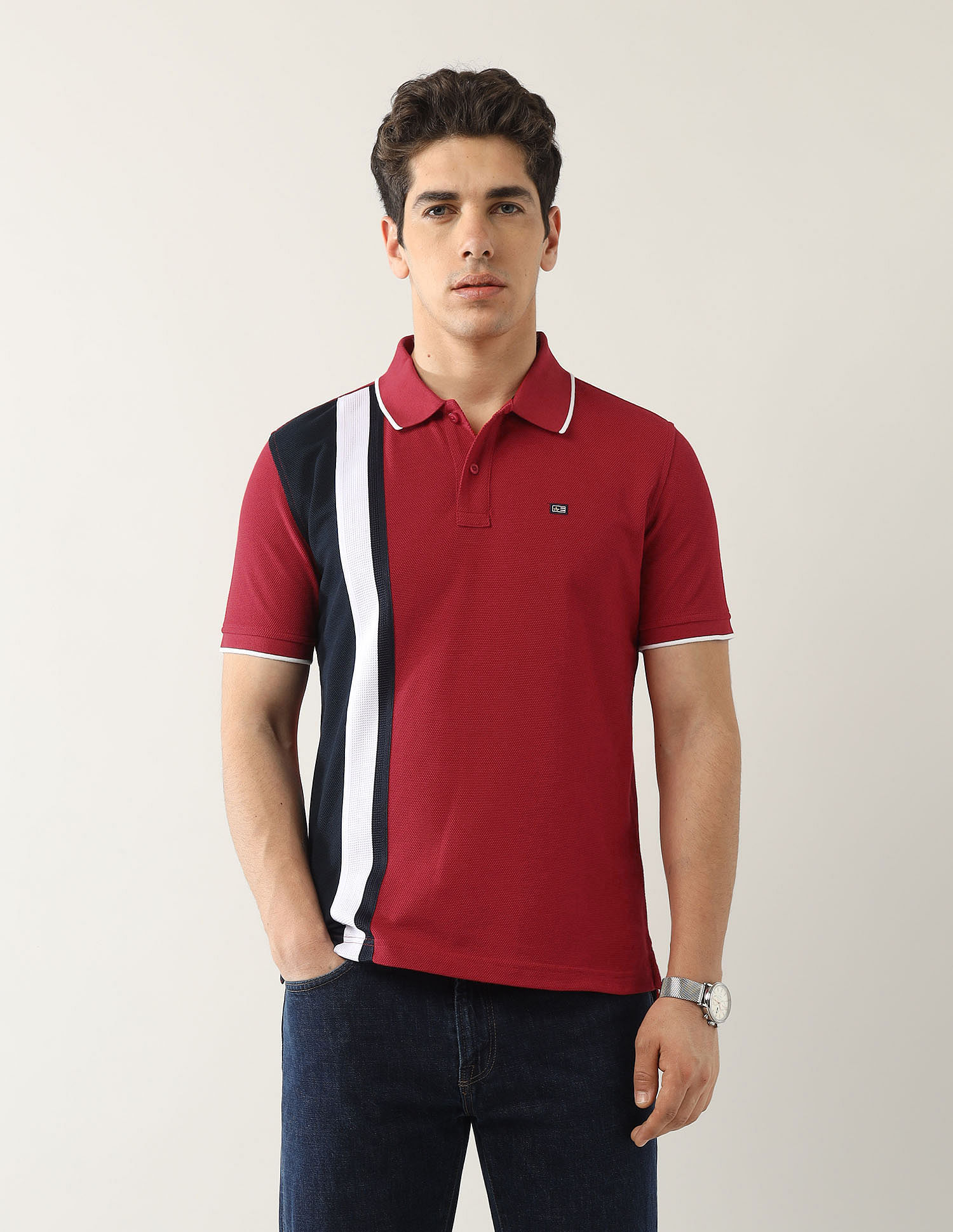 Arrow Sport Colourblocked Regular Fit Polo Shirt