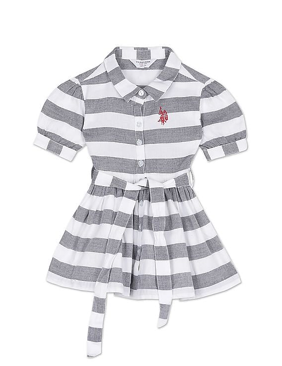 U.S. Polo Assn. Kids Horizontal Stripe Flared Dress