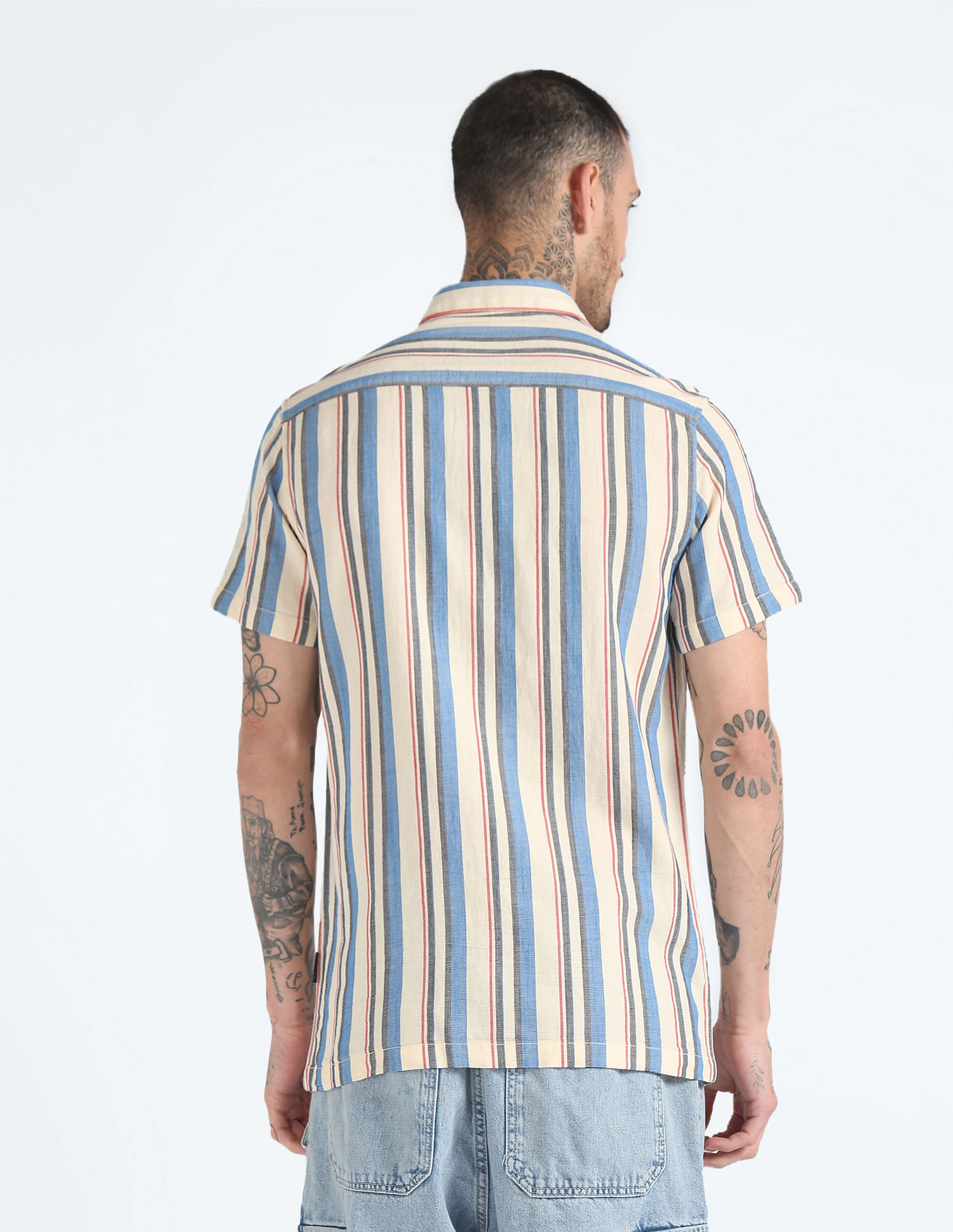 Flying Machine Cotton Slub Striped Shirt