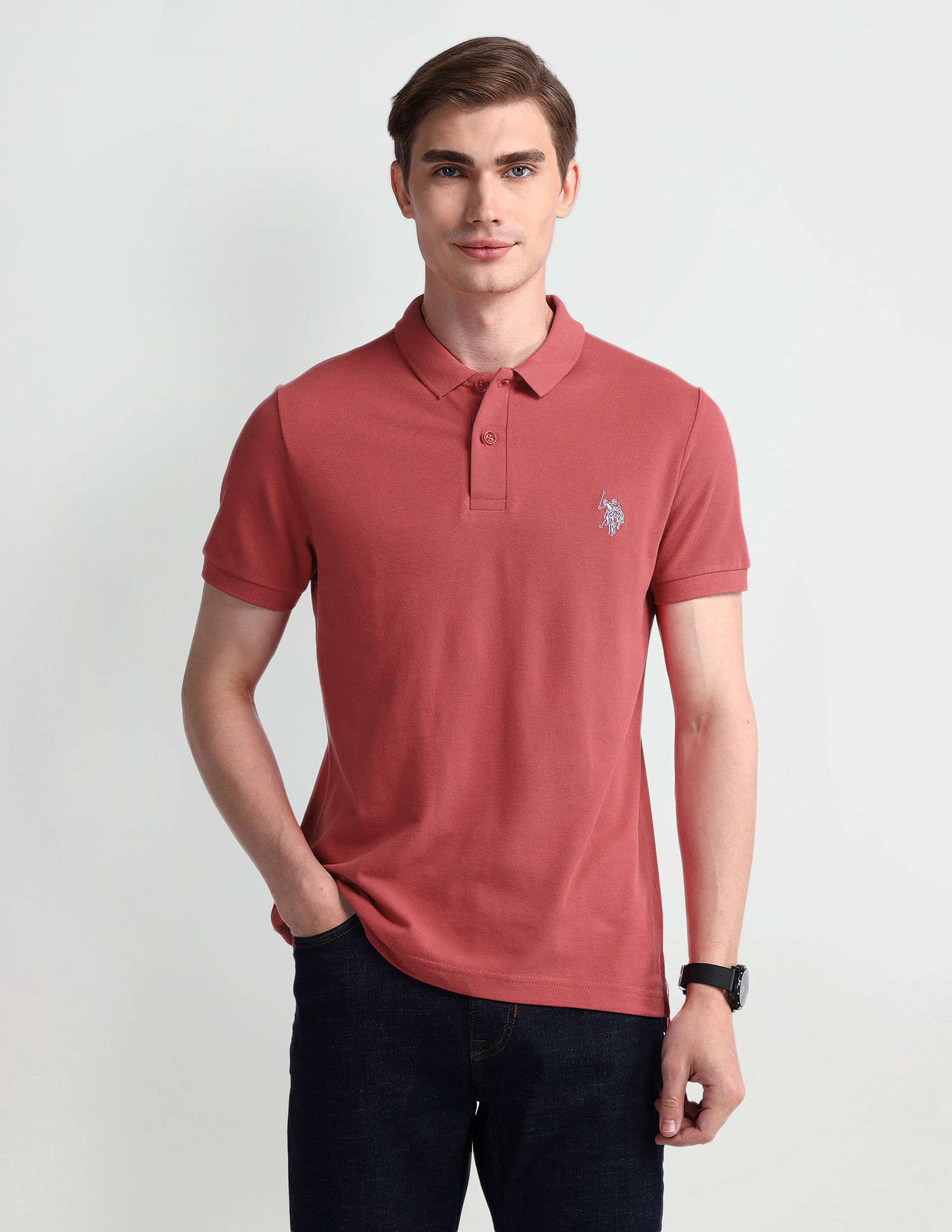 U.S. Polo Assn. Denim Co. Muscle Fit Solid Polo Shirt