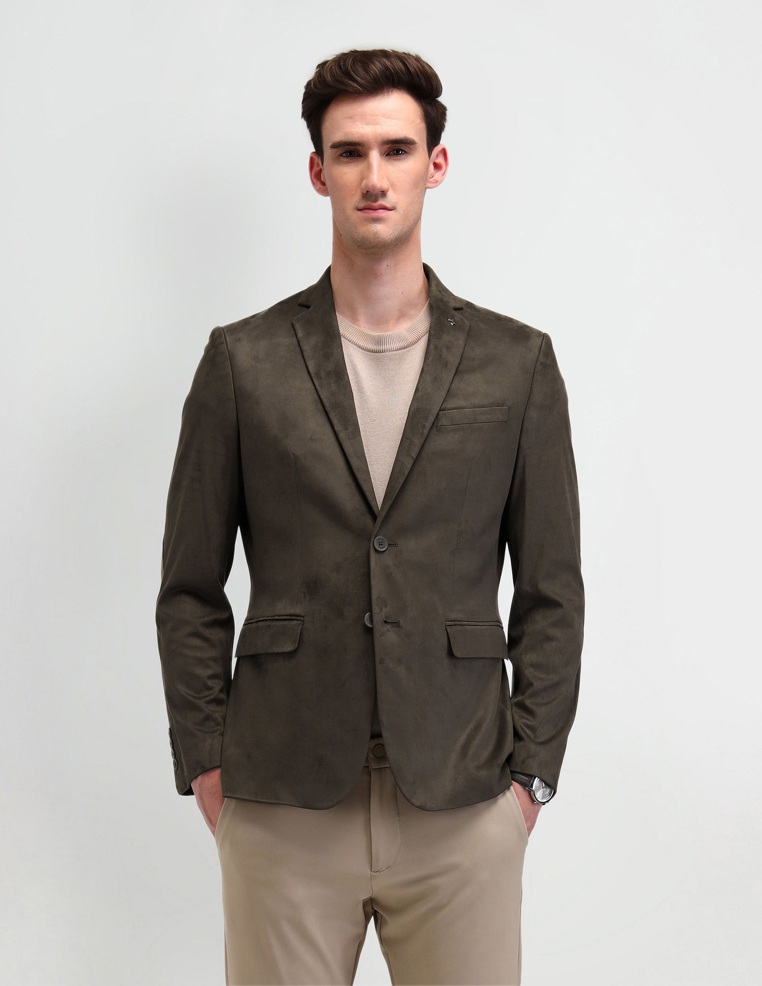 Arrow Zero Calorie Slim Fit Knitted Suede Blazer