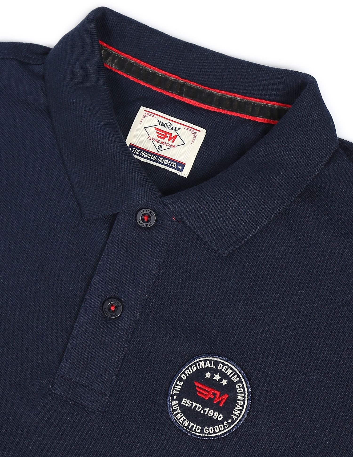 Flying Machine Printed Collar Applique Logo Polo Shirt