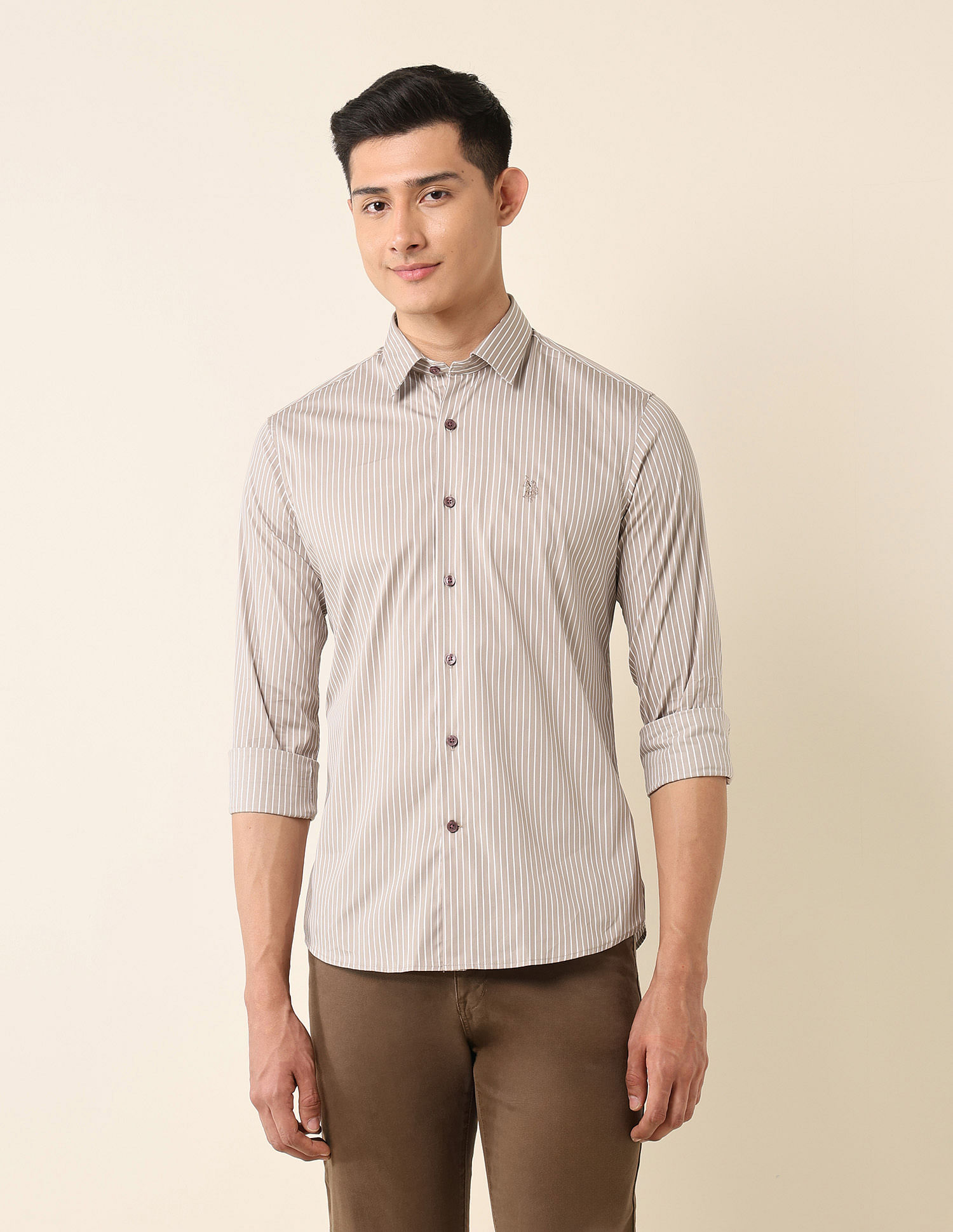 U.S. Polo Assn. Tailored Fit Vertical Striped Shirt