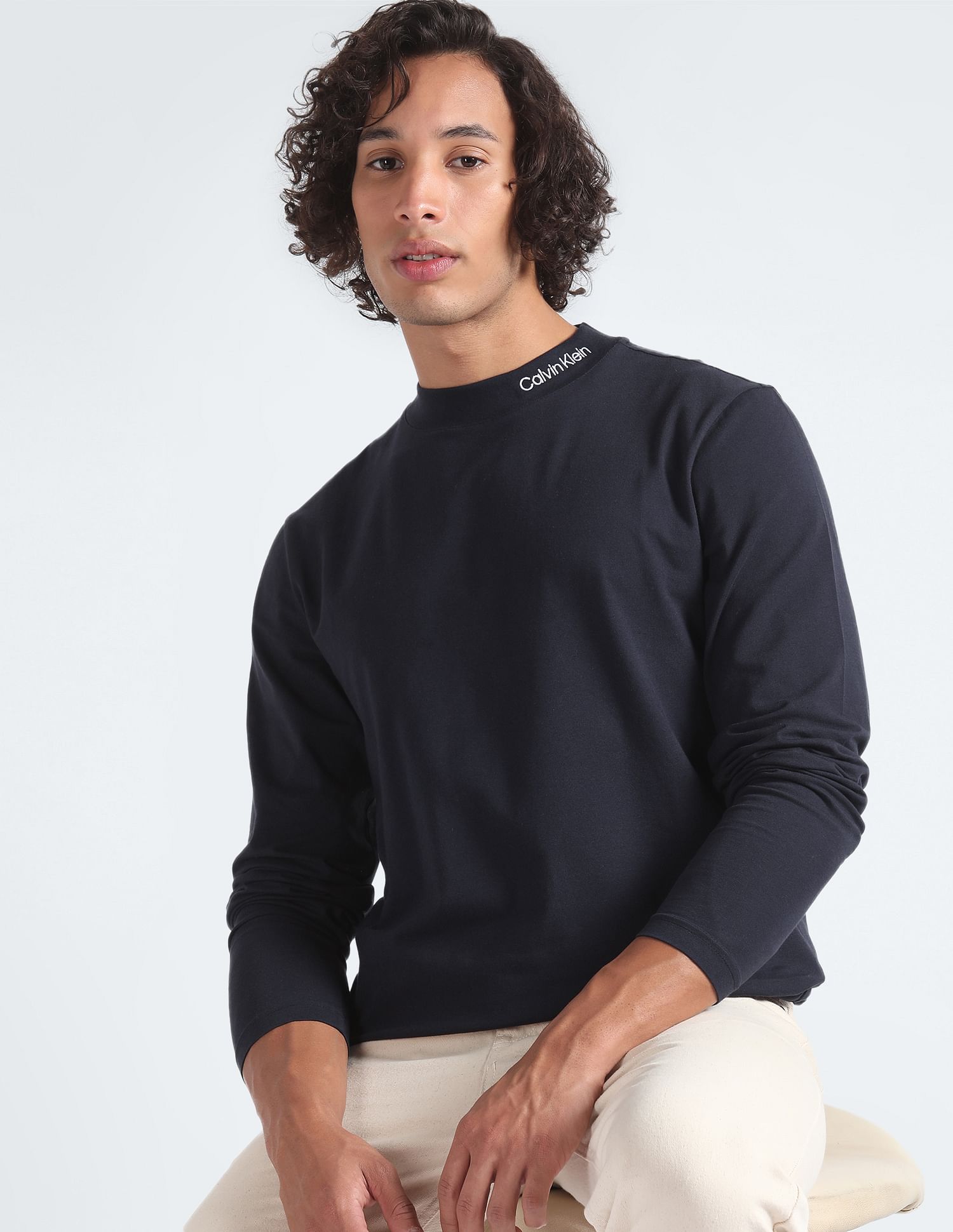 Calvin klein mock neck t shirt best sale