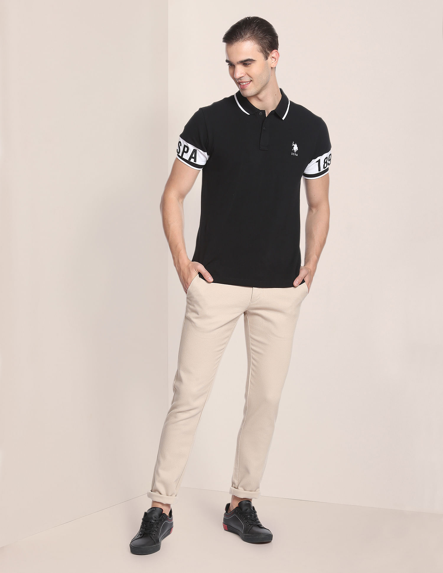 U.S. Polo Assn. Austin Trim Fit Textured Casual Trousers