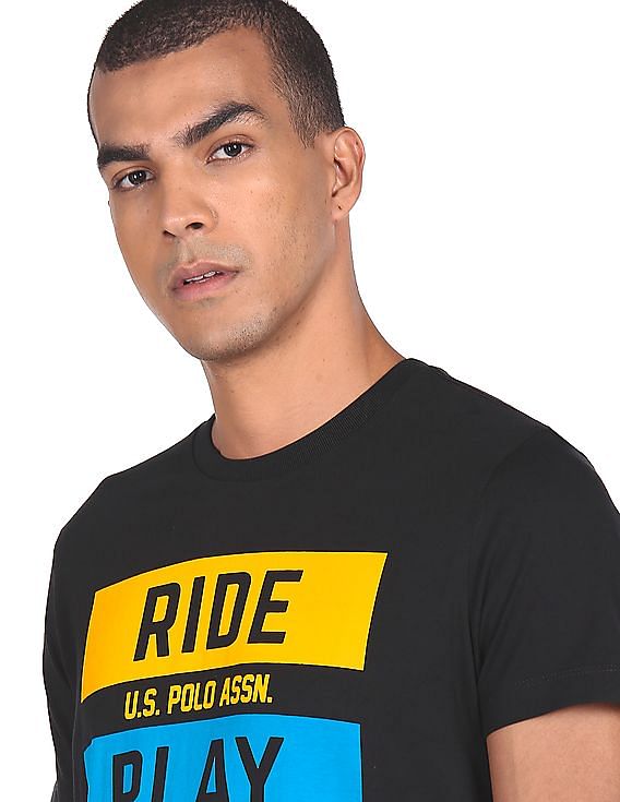U.S. Polo Assn. Denim Co. Ribbed Neck Brand Print T-Shirt