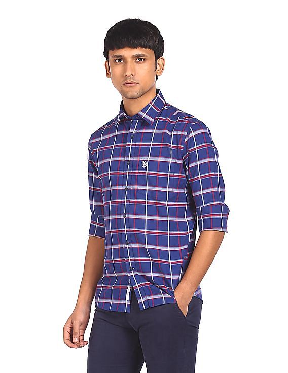 U.S. Polo Assn. Spread Collar Checked Casual Shirt