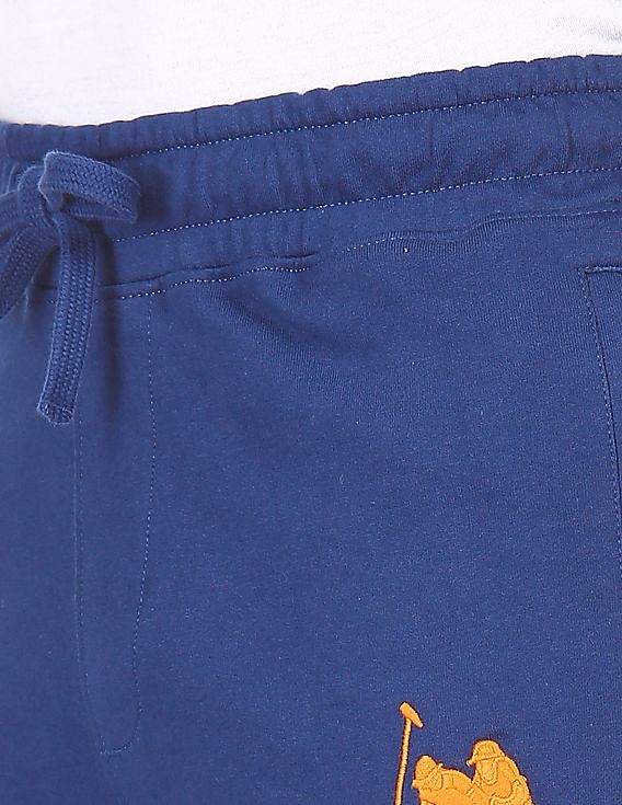 U.S. Polo Assn. Men Blue Elasticized Waist Solid Track Pants