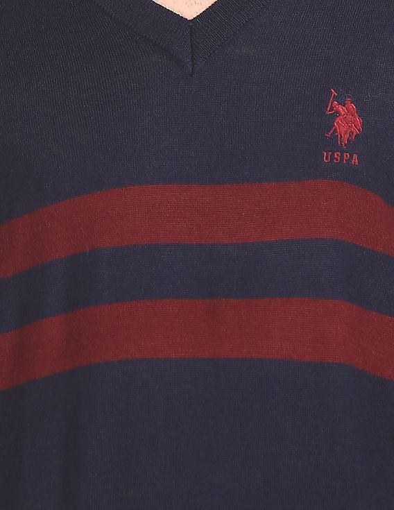 U.S. Polo Assn. V-Neck Striped Sweater